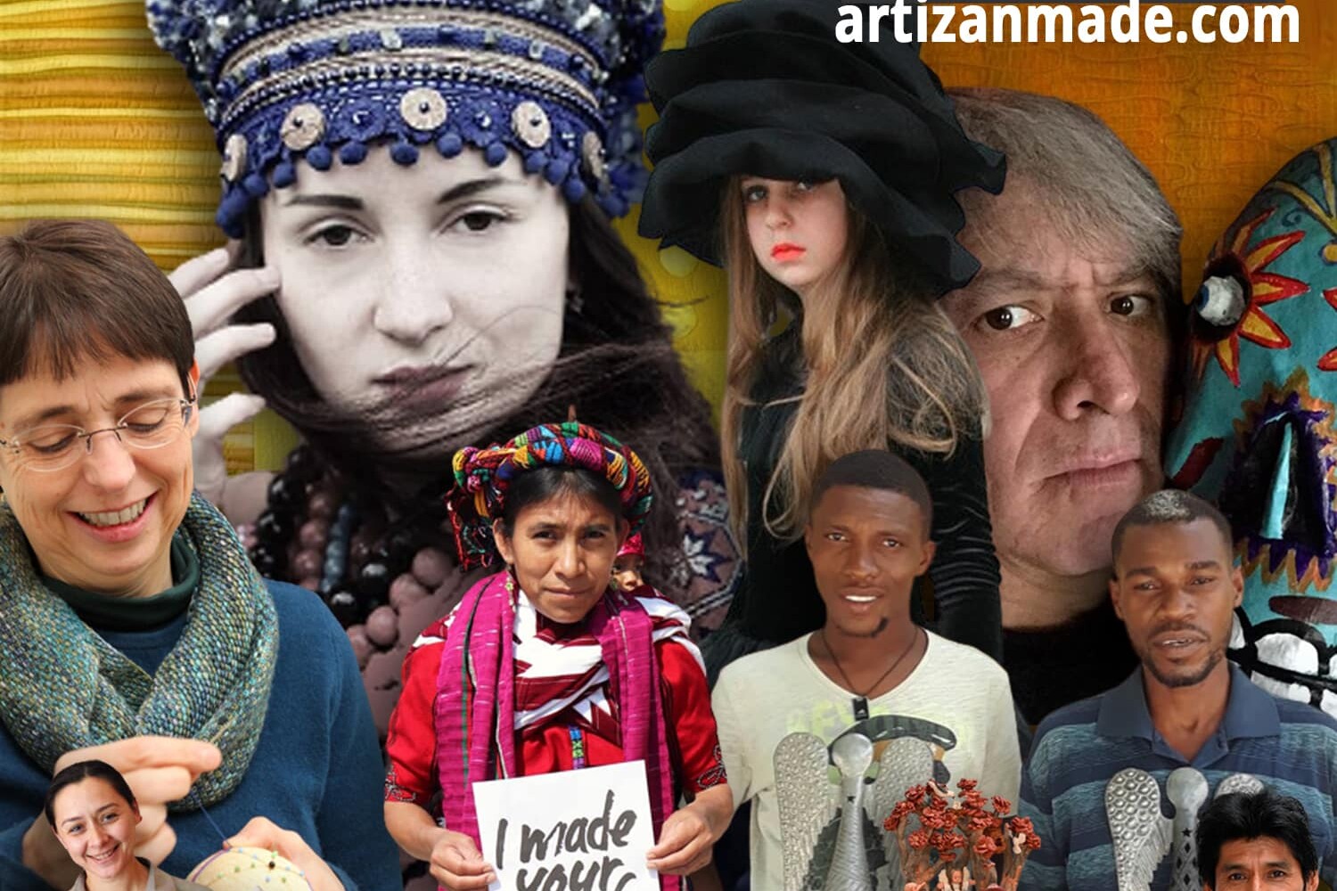 Overlapping images of artists whose crafts are sold at Artizan Made.